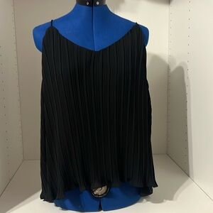 She + Sky black pleated camisole, size L, NWT
